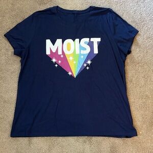 MOIST XL Navy Graphic T-Shirt with Rainbow Design women
